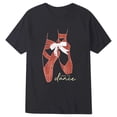 thumbnail image 4 of FINALGANG Girls Kids Casual Short Sleeve TShirts Cartoon Ballet Pointe Shoes Bow Print Crewneck Loose Fit Tees For Casual Daily Wear Black 2-3 Years, 4 of 4