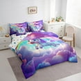 thumbnail image 3 of Castle Fairy Cute Animal Unicorn Twin Bedding Sets 7-Piece for Preppy Children Kids,Dreamy Princess Bedding Comforter Set Microfiber,Kawaii Rainbow Breathable Sheet Sets,Breathable Home Decor, 3 of 8
