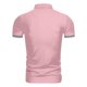 thumbnail image 5 of Men's Summer Solid Color T-shirt With A 3 Button Open Collar And Button Up Short Sleeved Top L, 5 of 5