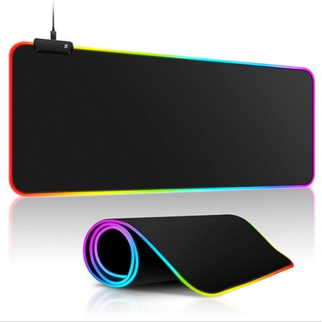 Alfombrilla de ratón luminosa RGB con foco, alfombrilla de goma para mesa con LED para juegos mágicos y luminosos, borde de bloqueo grueso