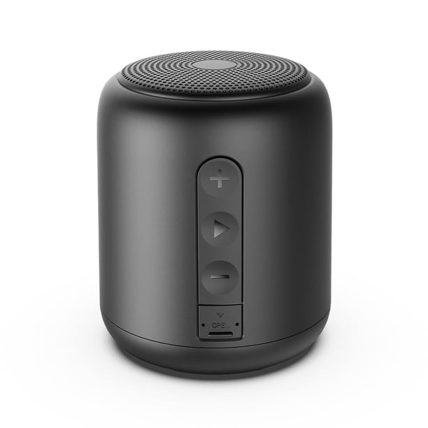 Altavoz Bluetooth súper portátil con radio FM, tiempo de reproducción de 15 horas, rango de Bluetooth de 32 pies, graves mejorados, micrófono con cancelación de ruido - Negro