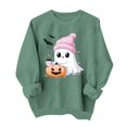 thumbnail image 2 of Trikvn Women's Halloween Sweatshirts Cute Ghost Pumpkin Graphic Pullover Tops Casual Long Sleeve Crewneck Fall Clothes Loose Fit Novelty Holiday Party Shirts, 2 of 6