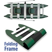 Sea Eagle 375fc FoldCat 1-2-Persons Inflatable Fishing Pontoon Boat, Lightweight & Portable, w/2 Green Swivel Seats, Pedestal, Oar Set, Scotty Rod Holders, Boat Bag, Pump- Pro Angler Guide Package