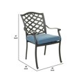 thumbnail image 3 of 37 Inch Wynn Outdoor Patio Dining Chair, Cushioned Seat, Blue- Saltoro Sherpi, 3 of 5