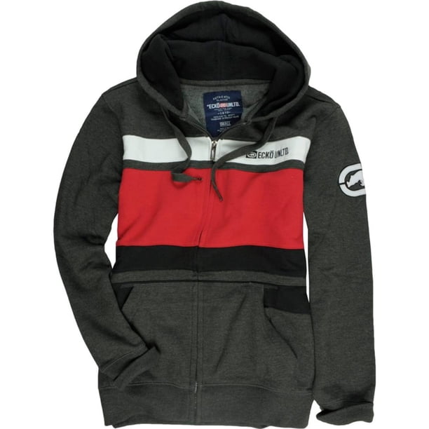 Ecko Unltd. Sudadera con capucha y cremallera completa de polar Colorblock para hombre, gris, grande