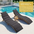 thumbnail image 6 of Outdoor Patio Wood Portable Extended Chaise Lounge Set with Foldable Tea Table for Balcony, Poolside, Garden, Brown Finish+Dark Gray Cushion, 6 of 9
