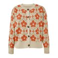 thumbnail image 2 of Floral Knit Women Long Sleeve Button Down Casual Sweater Cardigan, 2 of 4