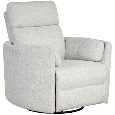 Contemporary Fabric Quartz Power Swivel Glider Recliner with USB Charger, 240-Degree Swivel, in White/Fossil Finish