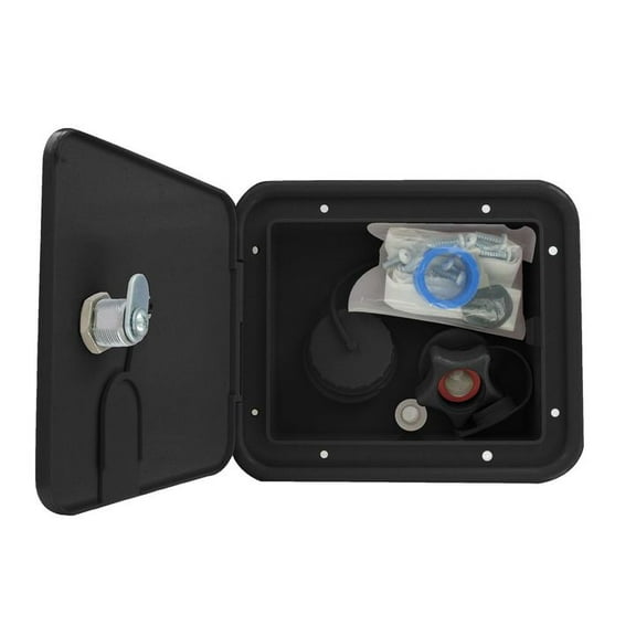 Valterra A01-2000BKVP Gravity/City Water Inlet Hatch - Brass, Black (Carded)