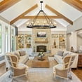 thumbnail image 6 of Magic Home 16-Light Big Wagon Wheel Chandelier,Modern Farmhouse Large Light Fixtures Large Round Chandelier,Round Kitchen Island Light,black frame + electroplated imitation copper lamp holder, 6 of 10