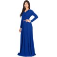 thumbnail image 4 of KOH KOH Long Sleeve Modest Fall Winter Evening Flowy Empire Waist Full Floor Length Cocktail Formal V-Neck Tall Maxi Dress Gown Abaya For Women Cobalt Royal Blue Small US 4-6 NT021, 4 of 6