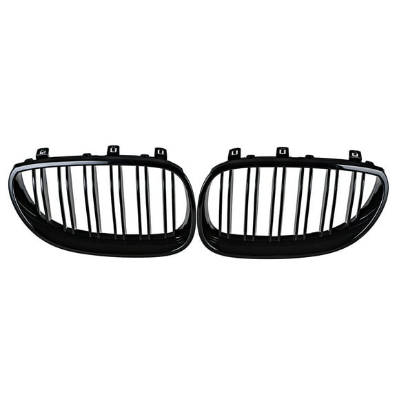 Astra Depot Glossy Black Front Kidney Grille Grill for 2003-2010 BMW E60 E61 5-Series 525i 535i 550i 4DR (1 Pair)