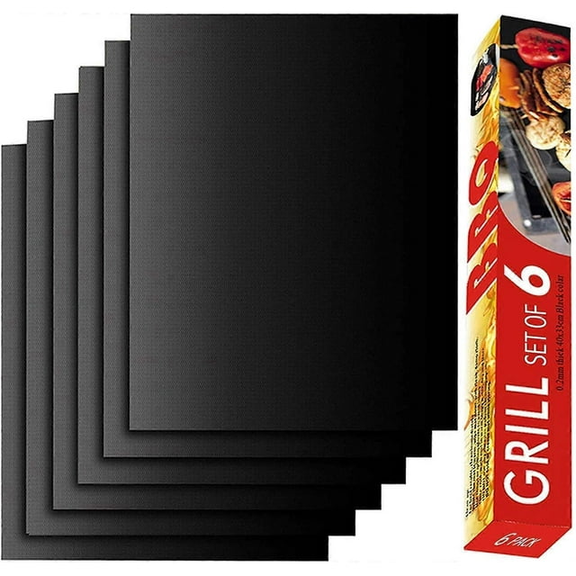 Juego de 6 alfombrillas antiadherentes para parrilla de 33 x 40 cm, resistentes y reutilizables.