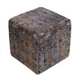 thumbnail image 1 of 16" x 16" Contemporary Distressed Grey Gold Square Ottoman Pouf, 1 of 3
