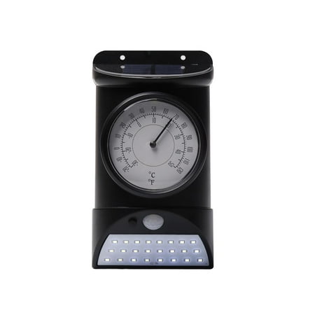 

2Pcs Thermometer Solar Lamp Solar-Powered Small Multifunctional Automatic Rustproof Waterproof Wireless White Wall Light for Fence Garage Stair Pathway Garden Home