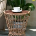 thumbnail image 4 of BizChair Indoor/Outdoor Natural Finish Rattan Rope Table with Acacia Wood Top, Fade and Weather Resistant, 4 of 10