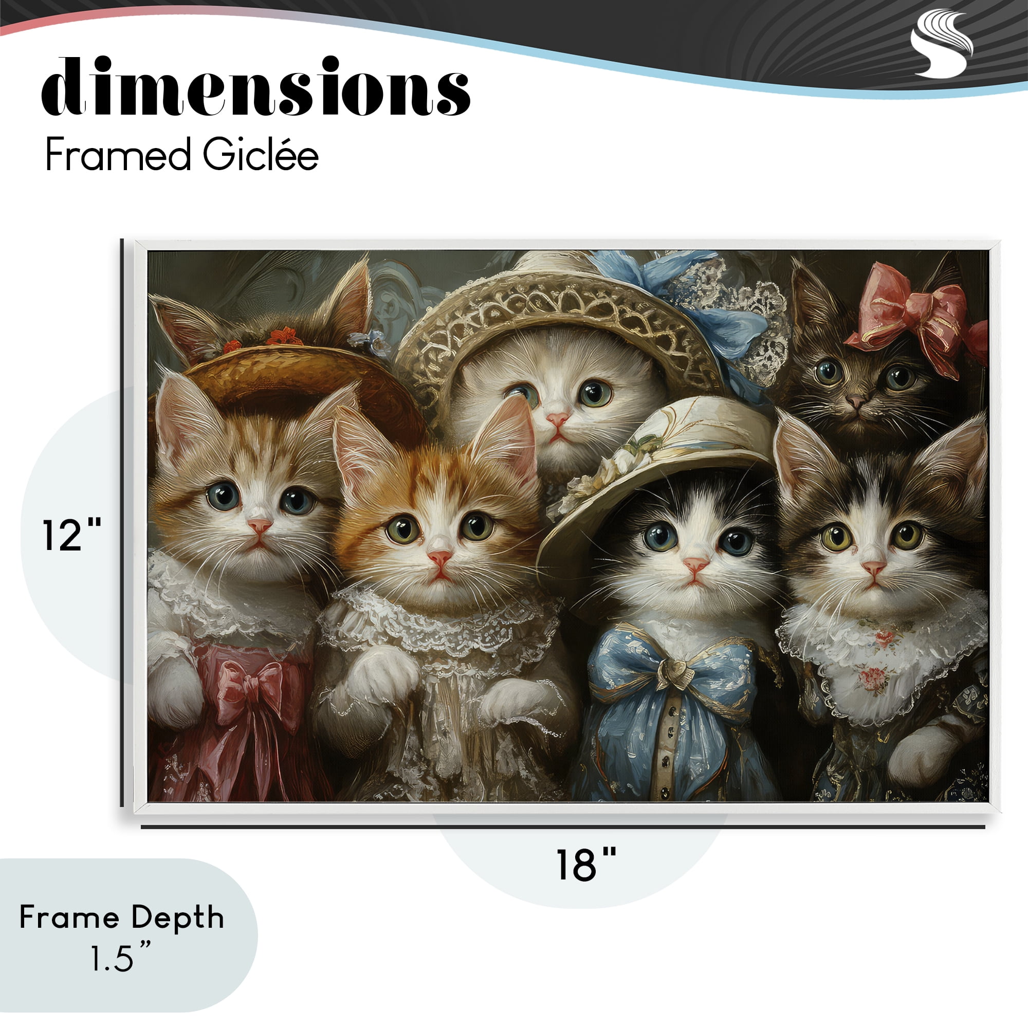 Stupell Industries Fashionable Vintage Cats White Framed Giclee Art, design by The Wands Want