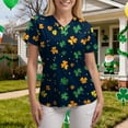 thumbnail image 6 of felwors St. Patrick's Day Scrub Tops Women Cute V Neck Short Sleeve Green Shamrocks Printed Nurse Holiday Working Uniforms (Black, S), 6 of 6