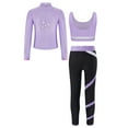 thumbnail image 4 of Miutii Kids Girls 3pcs Gym Training Set Crop Tops and Yoga Pants Long Sleeve Zipper Jacket Set for Light Purple 12, 4 of 9