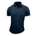 thumbnail image 2 of AHTJRT Men's Short Sleeve Tech Golf Shirt with Active T-Shirt Design and Lapel Collar Dark Blue M, 2 of 7