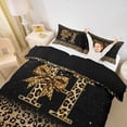 thumbnail image 2 of Erosebridal Chic Cheetah Print Queen Duvet Cover Set, Personalized Initial H Bedding, Black Brown, Black Reversible 3-Piece, 1 Duvet Cover and 2 Pillowcases (No Comforter), 2 of 6