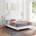 thumbnail image 2 of Tufted Platform Bed Frame, Full Size, Velvet, White, Modern Contemporary Urban Design, Bedroom Master Guest Suite, 2 of 10
