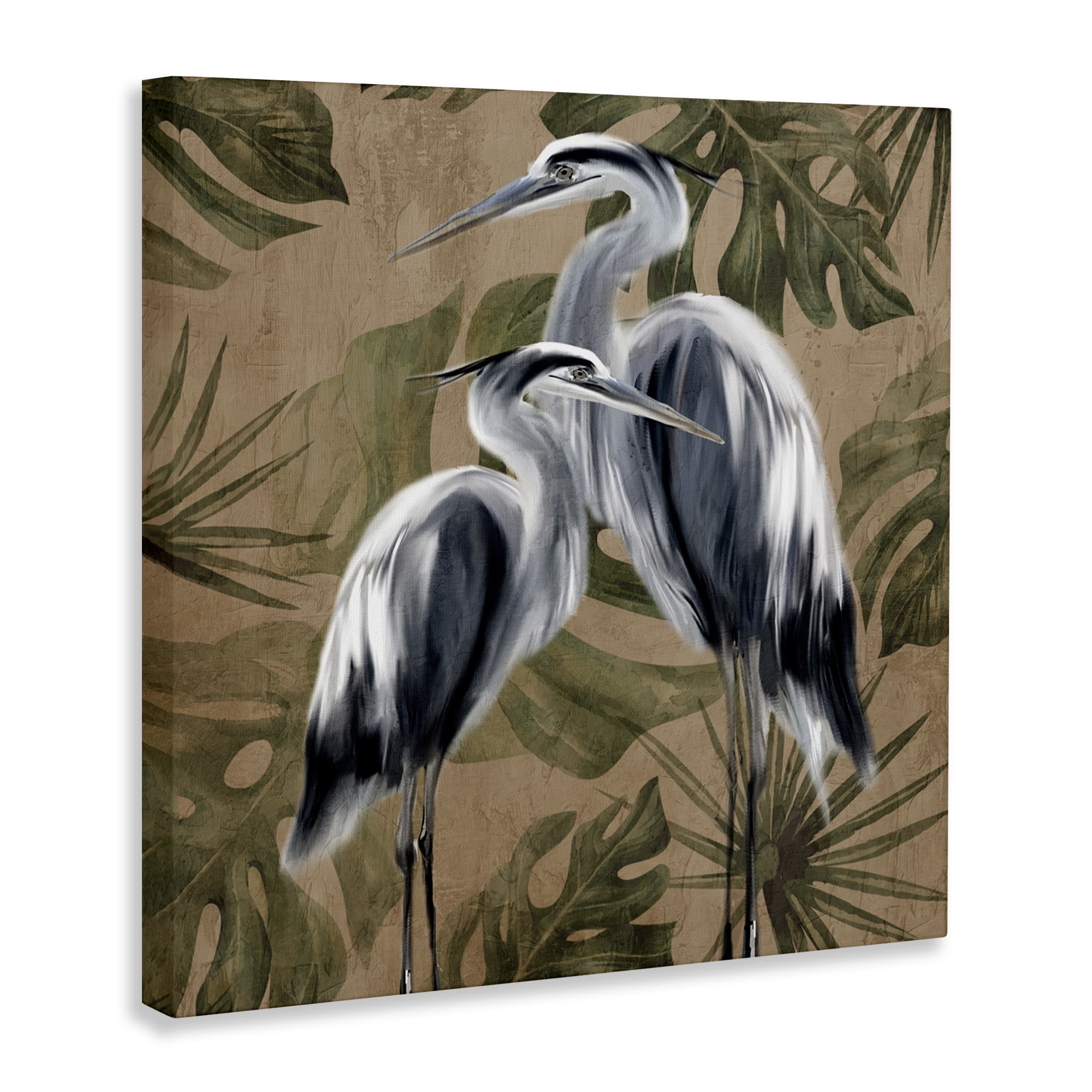 Stupell Industries Two Herons over Tropical Leaves Canvas Wall Art, design by Kim Allen