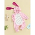 thumbnail image 3 of Suealasg Toddler Baby Girl Easter Jumpsuits Clothes 6M 1T 2T 3T 4T Kids Girls Long Sleeve Bunny Ears Hooded One Piece Bodysuit Little Girls Spring Animal Playsuits, 3 of 9