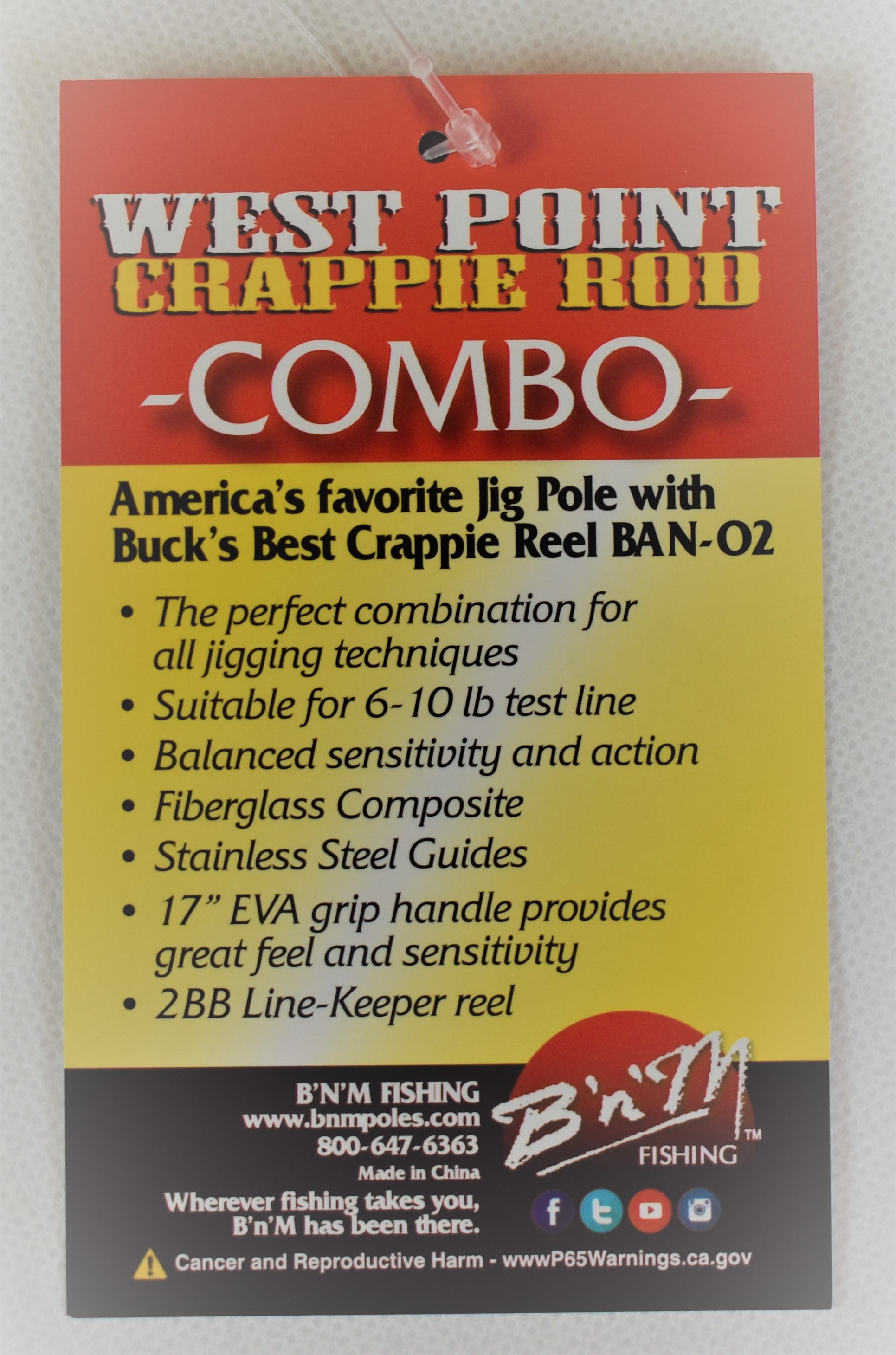 B'n'M Pole Company West Point Crappie Rod Combo 10 ft. 2 Piece