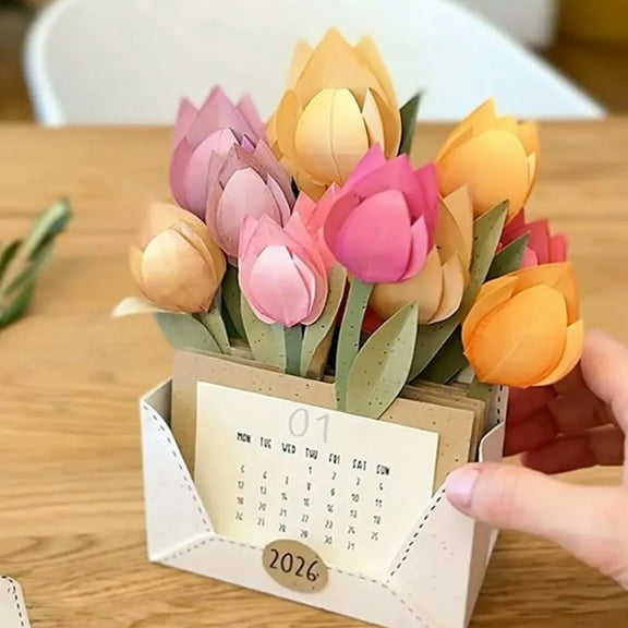 LACKUST 2026 Floral Desk Calendar - Botanical Wall Calendar with Premium Paper, Compact Home Office Decor & Gift for Women, Friends, Coworkers