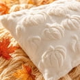 thumbnail image 4 of Halloween Pumpkin Pillow Cover, Faux Plush Throw Pillow Case, Soft 3D Embossed Decorative Cushion Cover for Couch Sofa Bed Living Room Fall Home Decor, White 18x18 Inch, 4 of 8