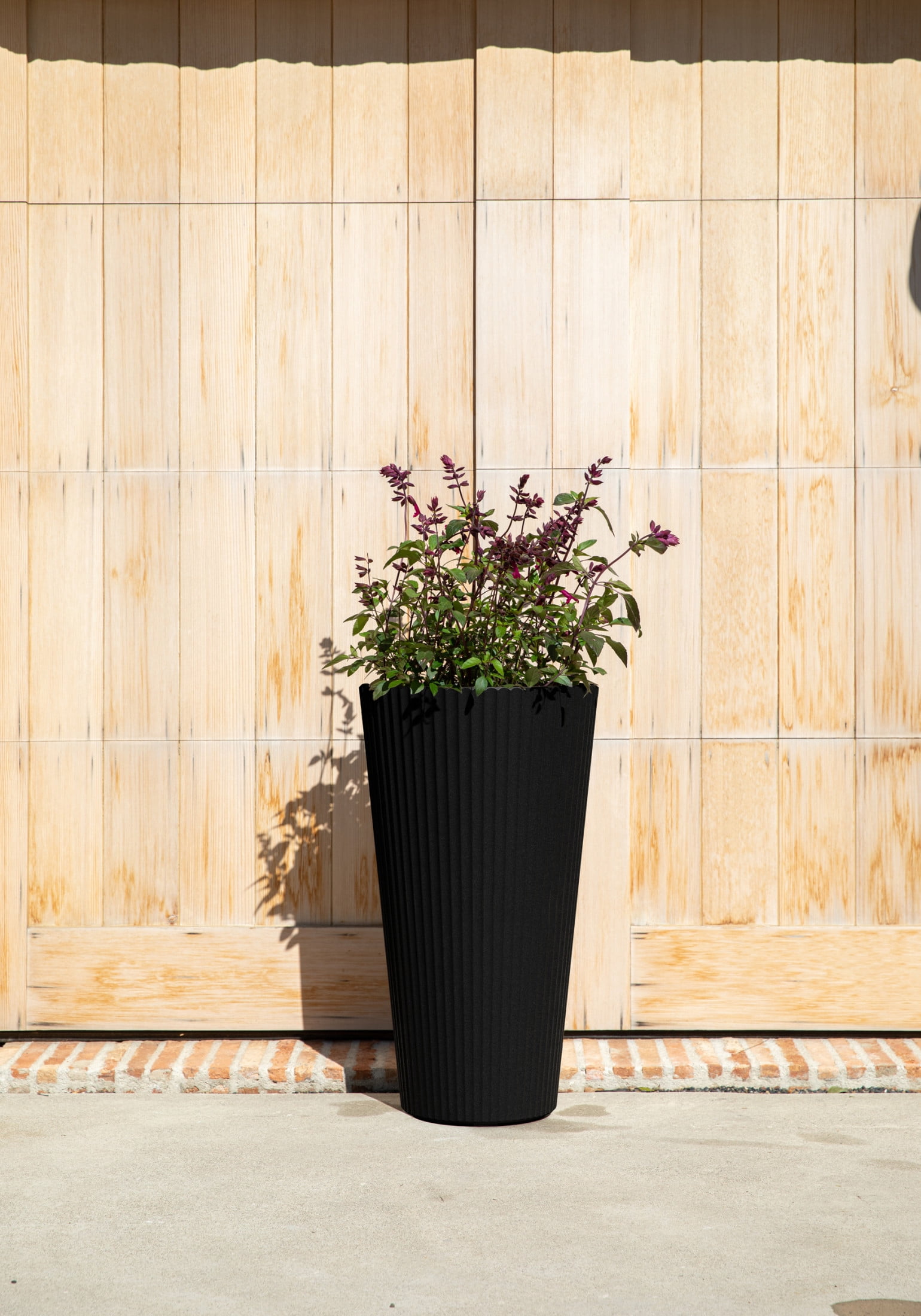 Veradek Demi Series 26" Tall Plastic-Stone Planter - Black 2 Pack