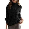 thumbnail image 2 of Zedker Women's Turtleneck Oversized Sweaters Long Sleeve Pullover Loose Chunky Knit Tops, Plus Size Black M, 2 of 8