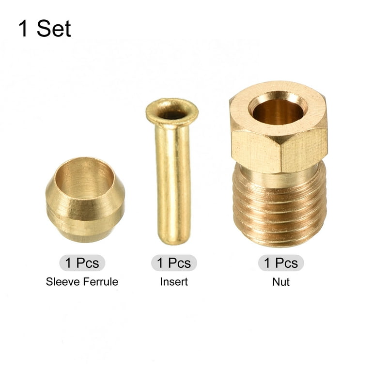 Uxcell 2.5mm ID 4mm OD Tube Brass Compression Kit 1 Set, Sleeve Ferrule &  Insert & Nut 