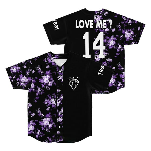 TroyBoi Flowers Love Me Baseball Jersey Short Sleeve Shirts Women Men Streetwear Tops