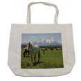 thumbnail image 1 of National Parks Shopping Bag, Design Snowy Idyllic Mountain Peaks Horse Art Prints, Eco-Friendly Reusable Bag for Groceries Beach and More, 15.5" X 14.5", Cream, by Ambesonne, 1 of 2