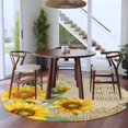 thumbnail image 4 of Round Area Rug 7 Ft, Vintage Yellow Sunflower Washable Non-Slip Circle Carpet for Living Room/Bedroom, Watercolor Botanical Retro Floral Low-Profile Large Runner Mat Collection Rugs for Indoor, 4 of 7