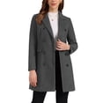 thumbnail image 1 of Abrigo de invierno para mujer INSPIRE CHIC con solapa muesca, abrigo de trench de doble botonadura, M gris oscuro, 1 of 6