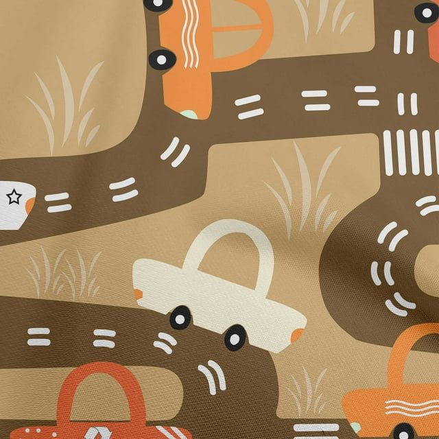 oneOone Georgette Viscose Light Brown Fabric Car Craft Projects Decor Fabric Printed By The Yard 42 Inch Wide