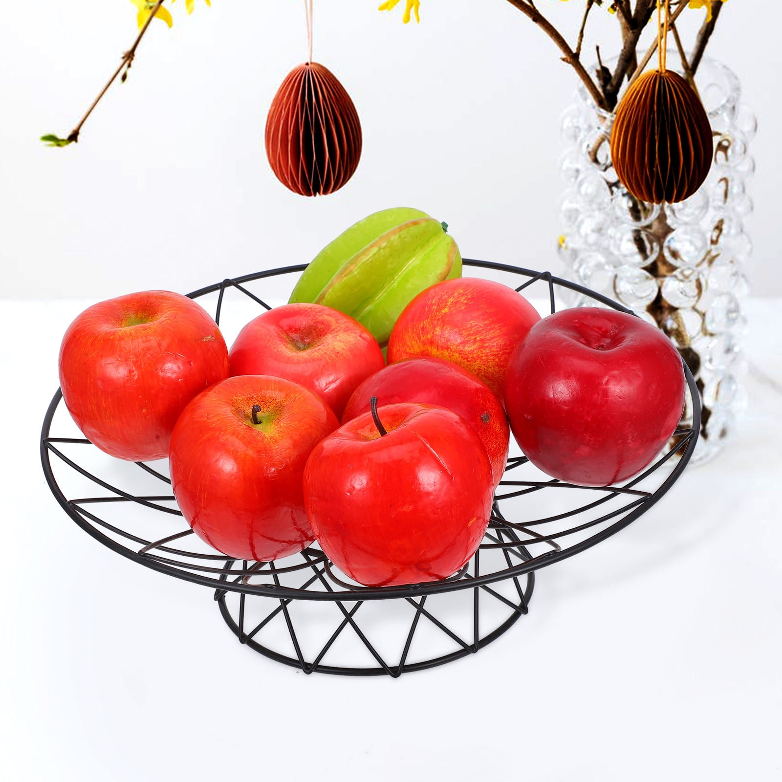 OUNONA Black Metal Wire Fruit Basket - Stylish Kitchen Counter Organizer for Fruits, Snacks, Office Supplies and Home Storage