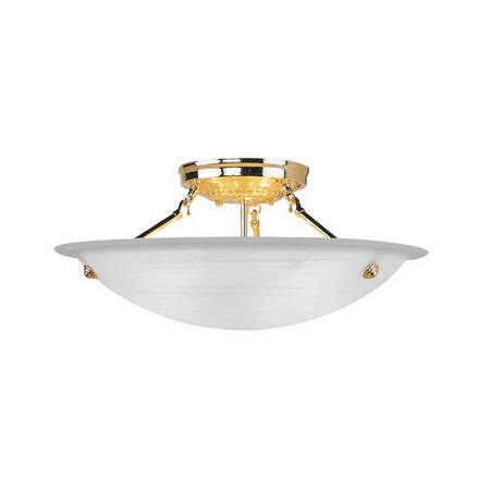 

Semi Flush Mounts 3 Light With White Alabaster Polished Brass size 20 in 225 Watts - World of Crystal