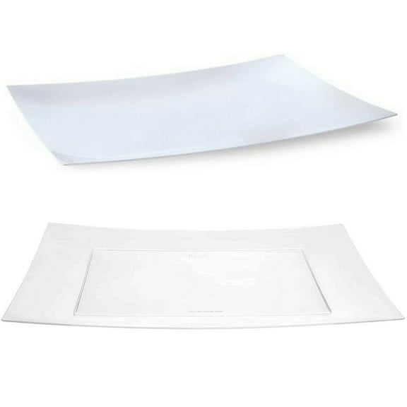 Lillian Tablesettings Serving Clear & Pearl Tray For Events and Casual Use (1/Each 12X18")
