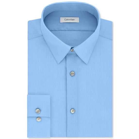 Calvin Klein Mens Slim Fit Poplin Dress Shirt Blue M