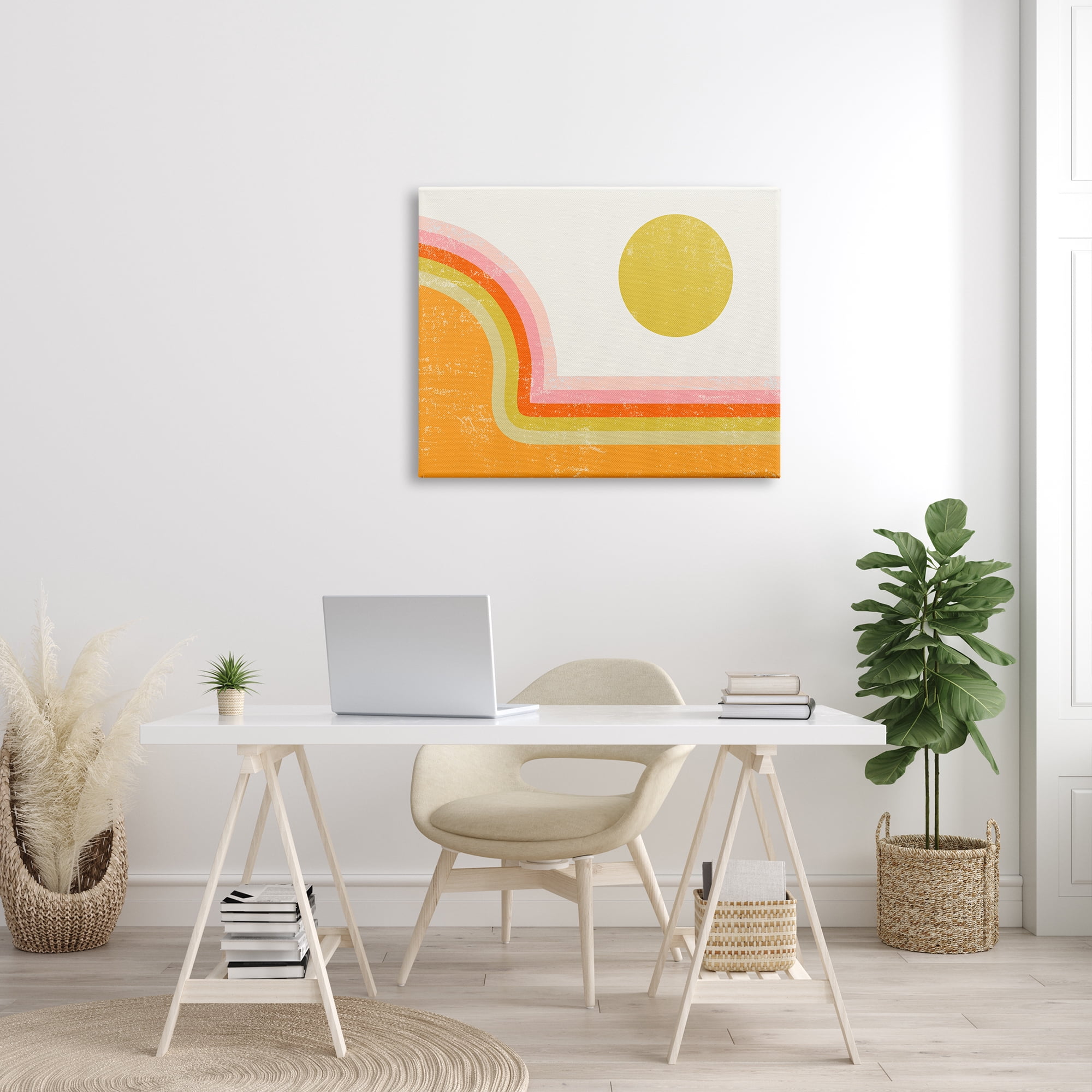 Stupell Indtries Retro Summer Sun Landscape Bold Orange Pink Mountain,40 x 30,Design by Daphne Polselli