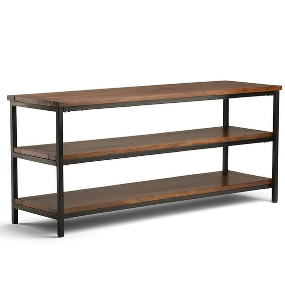 Skyler 60 inch Wide Solid Mango Wood TV Stand in Dark Cognac Brown For TVs up to 65 inches