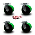 thumbnail image 2 of 6 Inch Dual Green Poly on Cast Iron Wheels Swivel Caster Set with Ball Bearings, 2 of 2