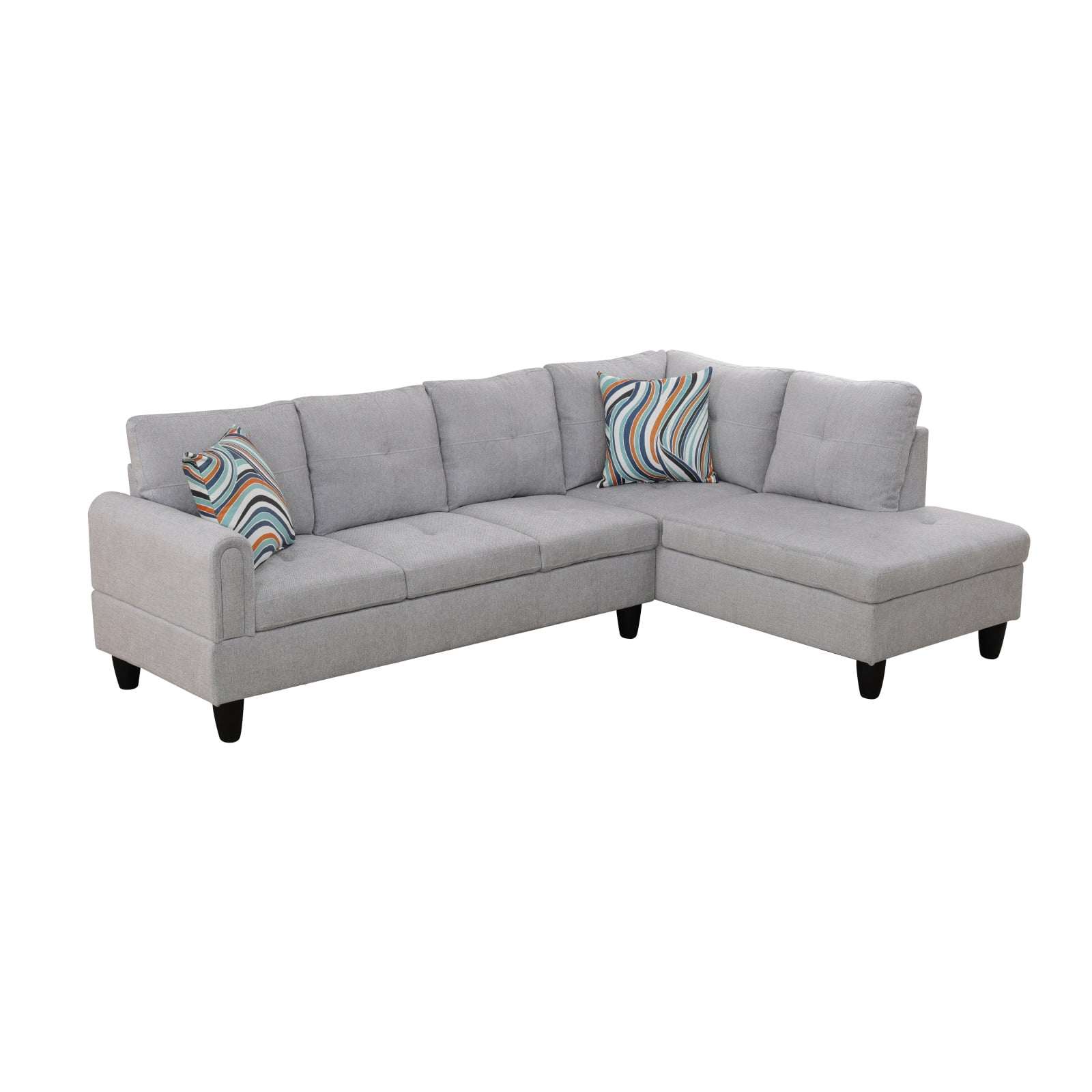 Hommoo Sofa Set,Flannel 3-Piece Living Room Sofa Set,Sectional Couches for Living Room, Grey