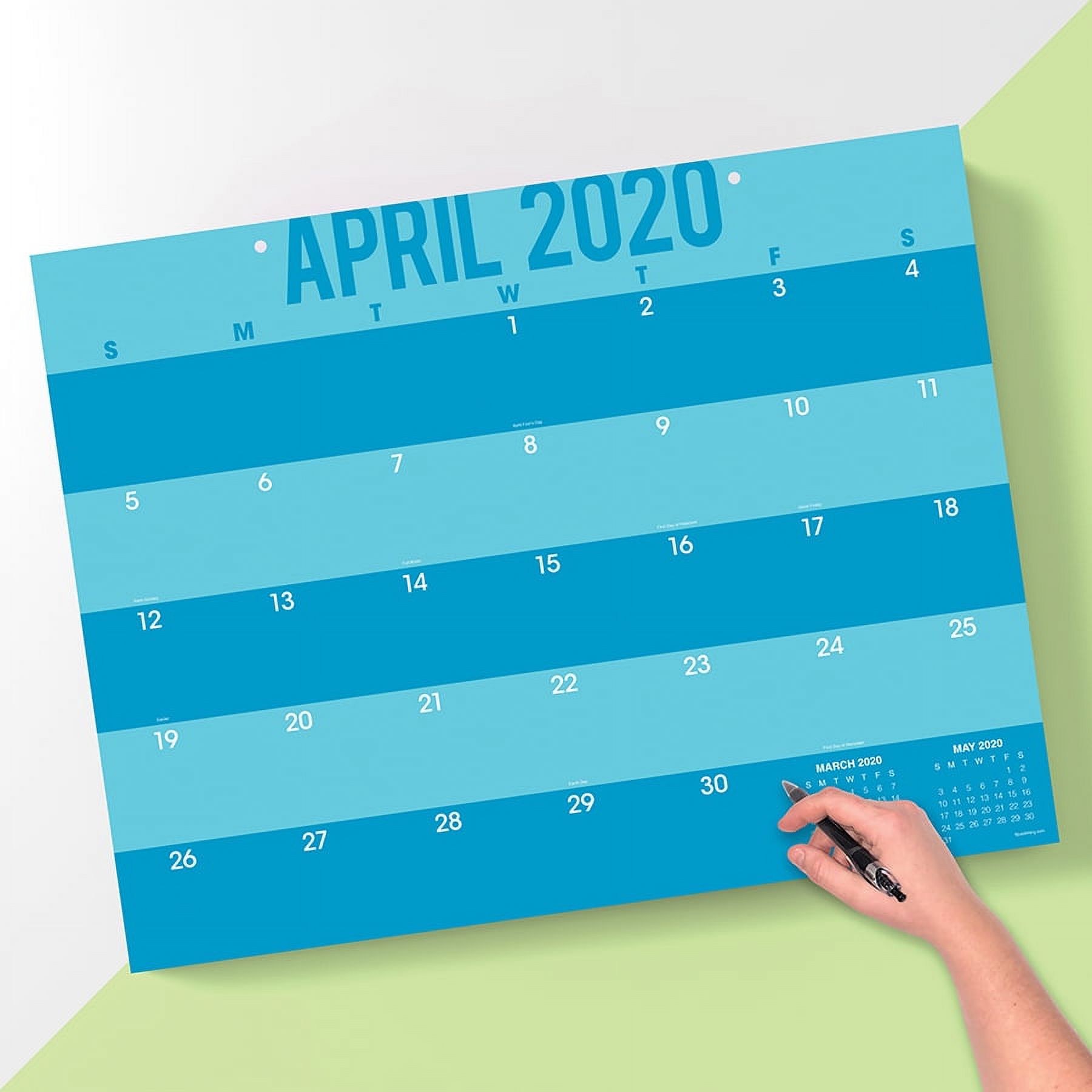 2020 Color Stripes Desk Pad Calendar - 22x17 Monthly Oversized Blotter for Home Office, Mom, Family Plans