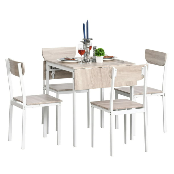 Homcom Modern 5 Piece Dining Table Set, Contemporary Dining Room Tables With Leaves
