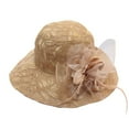 thumbnail image 5 of Fascinators Hats for Women Tea Party Easter Women's lace mesh basin hat flower large brim sun visor hat women's outdoor sun hat, 5 of 5